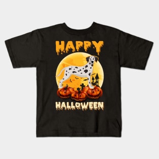 Dalmatian Dog Halloween Scary Pumpkin Costume Kids T-Shirt